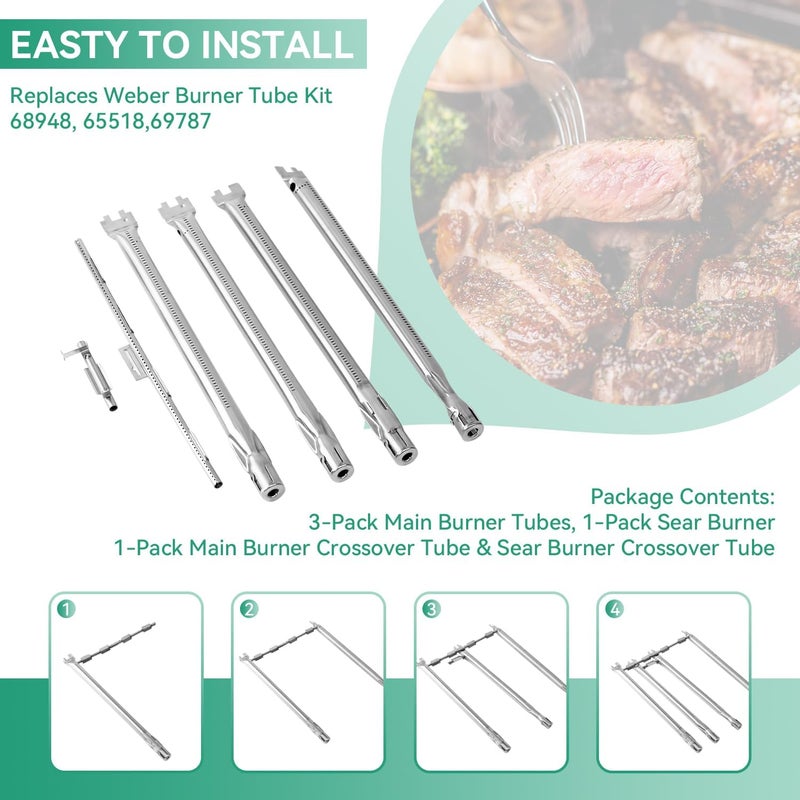 COGRICHBF Spirit 330 Grill Burner for Weber Spirit 300 Series Spirit 330, 335 Grills with Front Mounted Control Knobs, 18 Inch Burner Tube for Spirit E-330 Spirit SP-335 , 69787 68948 65518 Replacement Parts - Image 5